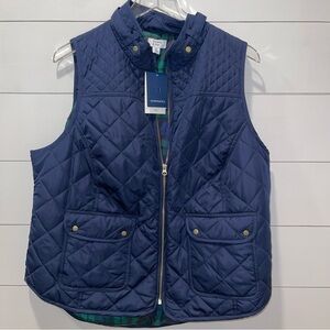Crown & Ivy Harbor Navy Blue Quilted Vest Womens Size 1X NWT